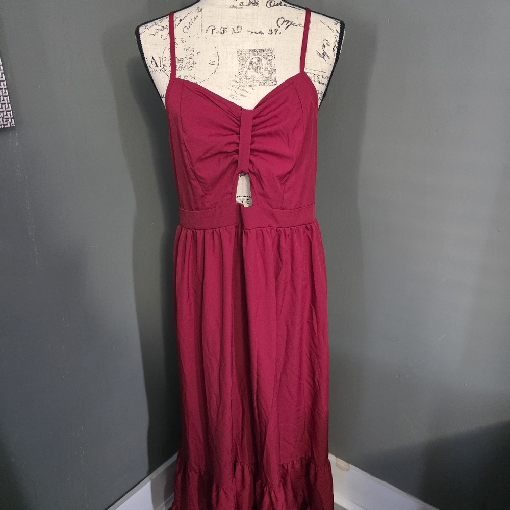 Elegant Red Sleeveless Maxi Dress